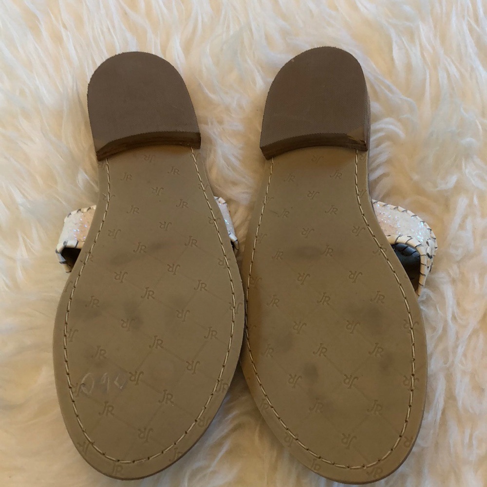 Jack Rogers White Glitter Cleo Sandal Leather NEW - Picture 6 of 7